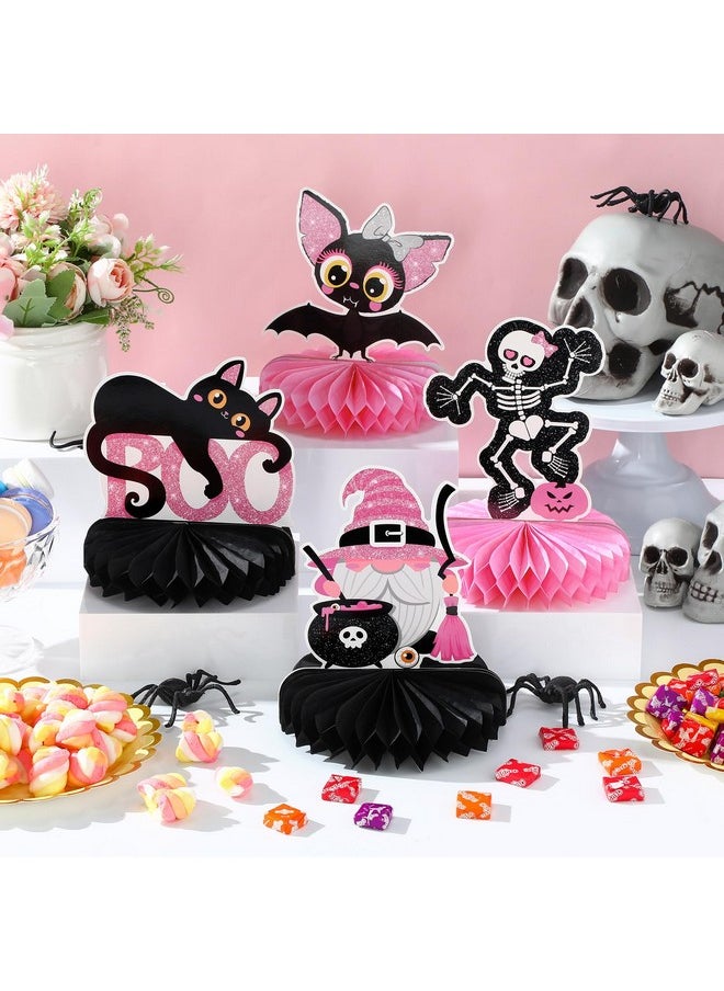 Containlol - 12 Pcs Pink Halloween Baby Shower Decorations Halloween Honeycomb Centerpieces Pink Black Halloween Table Decor Halloween Birthday Table Toppers For Baby Shower Girls Party Table Decor - Image 1
