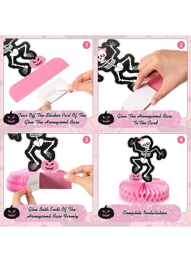 Containlol - 12 Pcs Pink Halloween Baby Shower Decorations Halloween Honeycomb Centerpieces Pink Black Halloween Table Decor Halloween Birthday Table Toppers For Baby Shower Girls Party Table Decor - Image 1