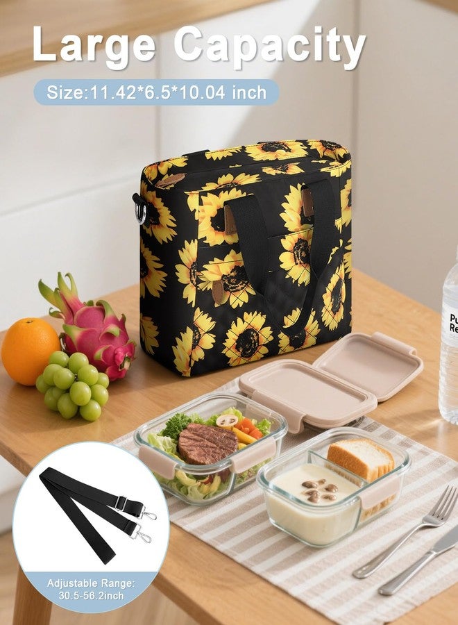 Capolo Insulated Lunch Box for Women & Men - Large Thermal Lunch Bag Women with Removable Shoulder Strap, Reusable Lunch Cooler Tote Bags Purse for Adults Work, Picnic, Hiking, Beach, Travel, LargeSunflower - Image 4