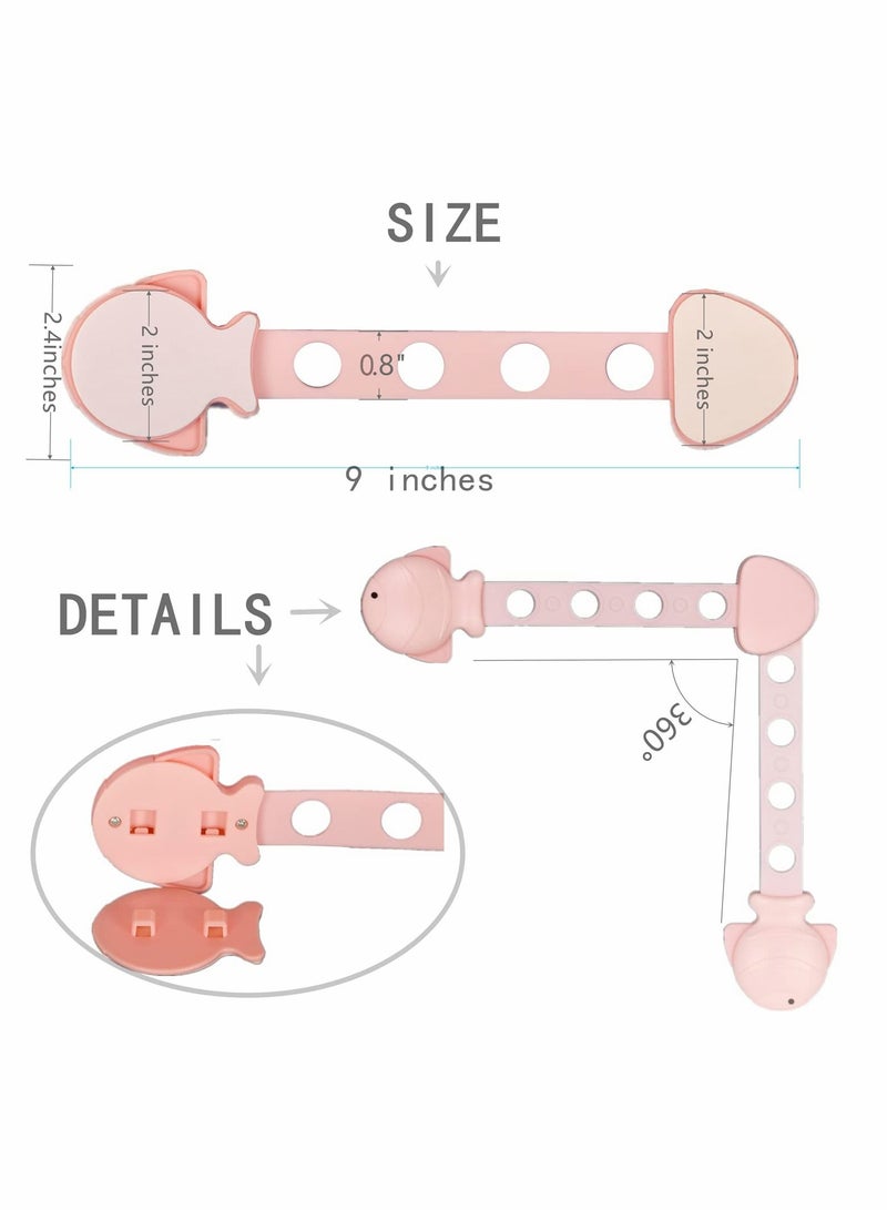 Y&D Adjustable Strap, Fish Style Child Proof Locks for Cabinet Doors, Latches, Safety Strap Fridge, Cabinets, Drawers, Dishwasher, 6 Pack - Image 4