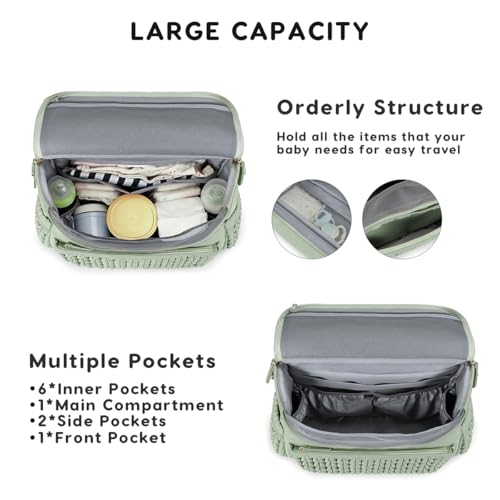 SONARIN Convertible Diaper Bag Backpack Waterproof Nappy Changing Bag Travel Mummy Bag with Changing Pad & Shoulder Strap(Green) - Image 3
