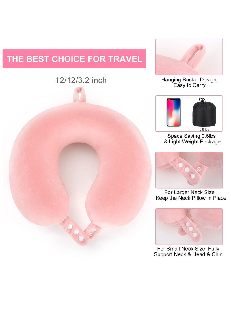 عربست وسادة رقبة للسفر من إسفنج الذاكرة على شكل حرف U لدعم الرأس وسادة ناعمة قابلة للتعديل للطائرة والسيارة والمنزل والمكتب وردي 30x30x8 سم - Image 4