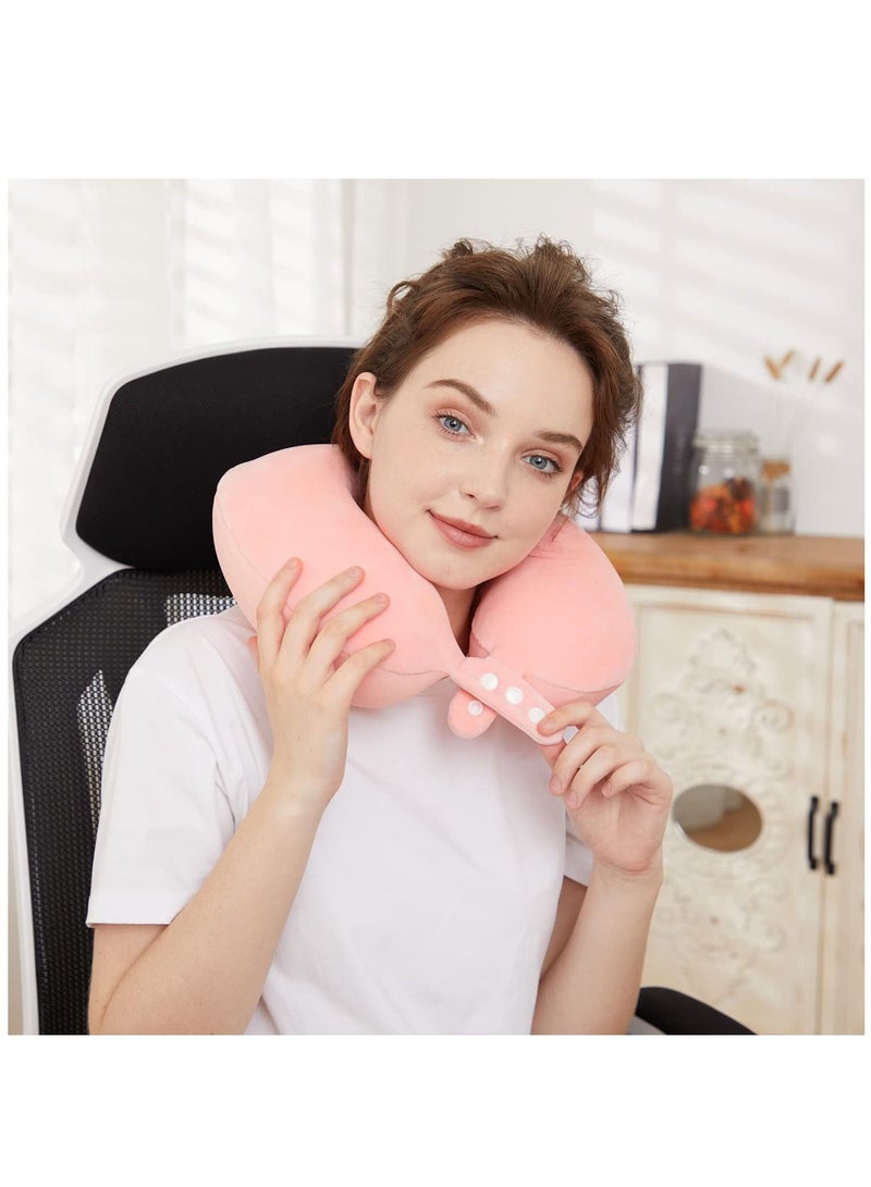 عربست وسادة رقبة للسفر من إسفنج الذاكرة على شكل حرف U لدعم الرأس وسادة ناعمة قابلة للتعديل للطائرة والسيارة والمنزل والمكتب وردي 30x30x8 سم - Image 5