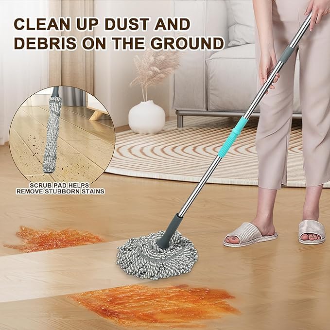 Suicune Self Wringing Twist Mop Wet Mop for Floor Cleaning with Long Handle Heavy Duty Floor Mop for Hardwood Vinyl Tile Marble Laminate Home Office Kitchen - Image 4
