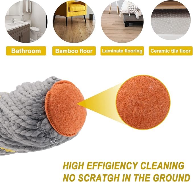 Suicune Self Wringing Twist Mop Wet Mop for Floor Cleaning with Long Handle Heavy Duty Floor Mop for Hardwood Vinyl Tile Marble Laminate Home Office Kitchen - Image 3