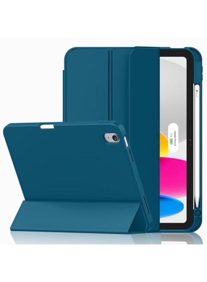 iMieet حافظة iMieet لجهاز iPad (A16)/الجيل العاشر من iPad [11 بوصة 2025/10.9 بوصة 2022]، حافظة ذكية قابلة للطي ثلاثية مع حامل وحامل قلم وظهر TPU ناعم، تدعم Touch ID (أسود) - Image 1