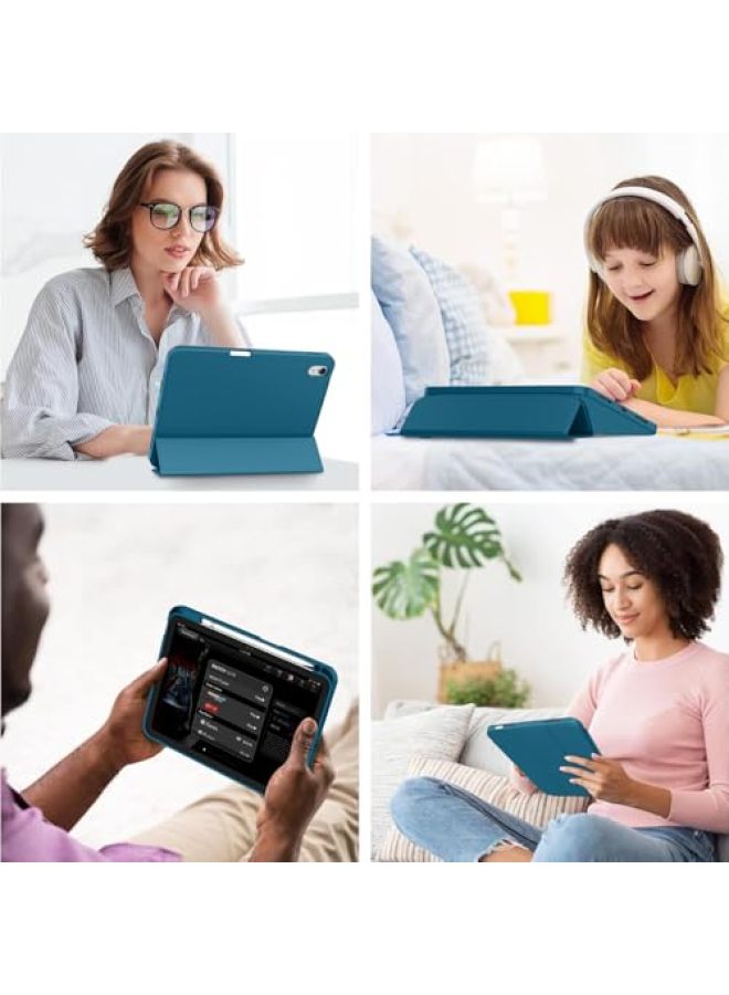 iMieet حافظة iMieet لجهاز iPad (A16)/الجيل العاشر من iPad [11 بوصة 2025/10.9 بوصة 2022]، حافظة ذكية قابلة للطي ثلاثية مع حامل وحامل قلم وظهر TPU ناعم، تدعم Touch ID (أسود) - Image 4