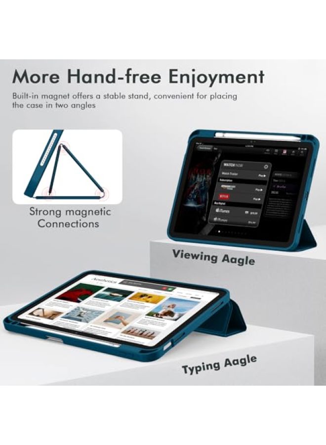 iMieet حافظة iMieet لجهاز iPad (A16)/الجيل العاشر من iPad [11 بوصة 2025/10.9 بوصة 2022]، حافظة ذكية قابلة للطي ثلاثية مع حامل وحامل قلم وظهر TPU ناعم، تدعم Touch ID (أسود) - Image 3
