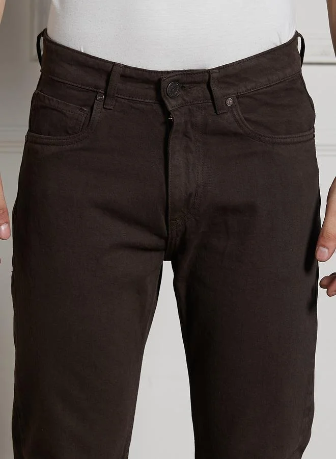 Dennis Lingo Men's Brown Relaxed Fit Jeans - Casual and Versatile Wear