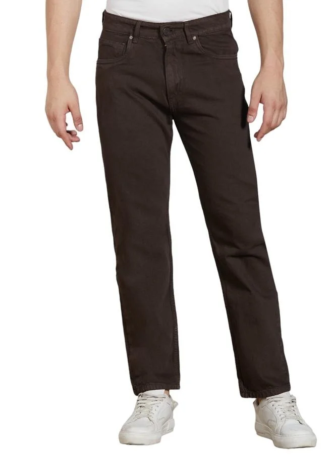 Dennis Lingo Men's Brown Relaxed Fit Jeans - Casual and Versatile Wear