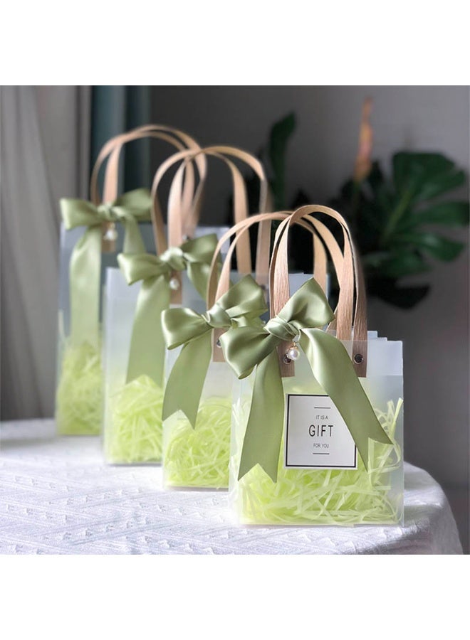 JAYATO High-end, minimalist gift bag made of transparent plastic, in champagne color, with a large-sized ribbon bow, suitable for holding sweet treats, handbag style. - Image 1