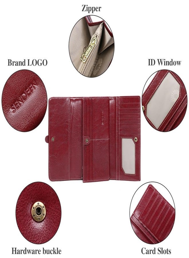 SENDEFN محافظ SENDEFN للنساء جلد مع حجب RFID حافظة بطاقات ائتمان ثلاثية الطي مع نافذة هوية - Image 4