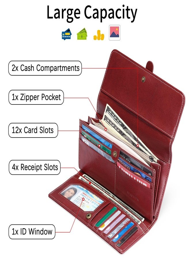 SENDEFN محافظ SENDEFN للنساء جلد مع حجب RFID حافظة بطاقات ائتمان ثلاثية الطي مع نافذة هوية - Image 2