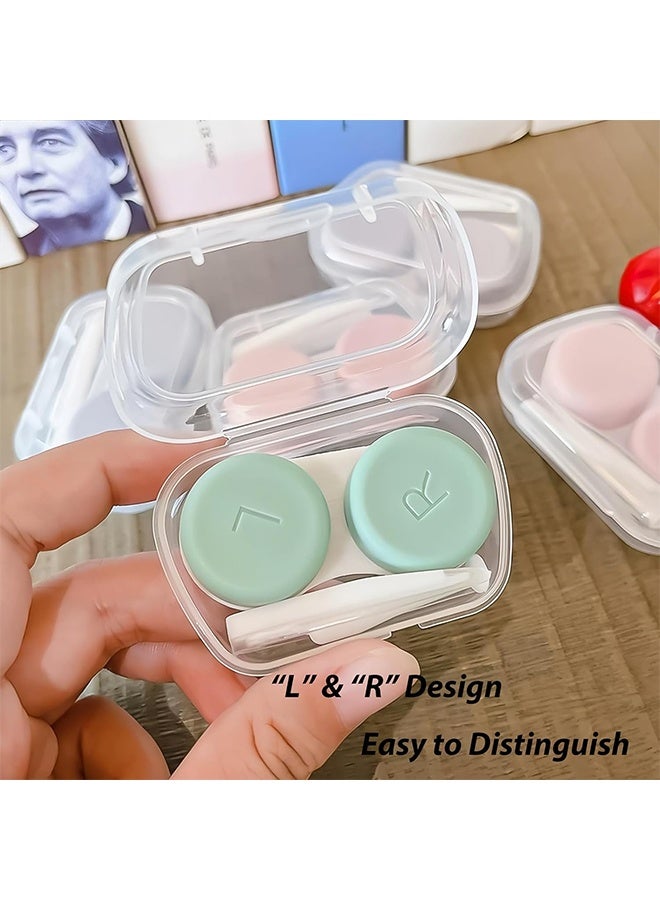 علبة عدسات لاصقة من 6 قطع، علبة عدسات لاصقة محمولة مع ملقط وأداة وضع، مناسبة للسفر، المنزل، المكتب، السكن الجامعي، والاستخدام اليومي، ملونة. - Image 5