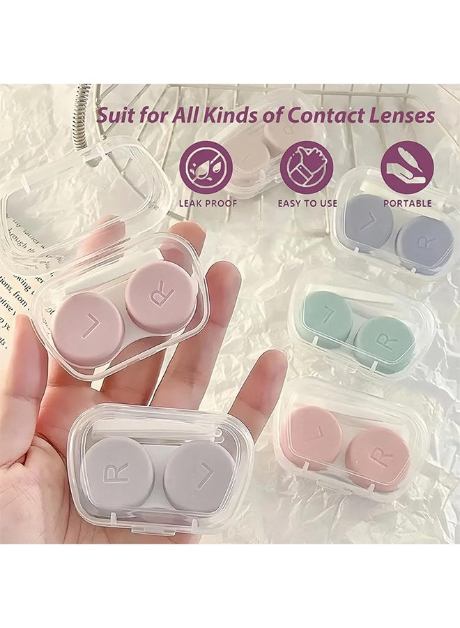 علبة عدسات لاصقة من 6 قطع، علبة عدسات لاصقة محمولة مع ملقط وأداة وضع، مناسبة للسفر، المنزل، المكتب، السكن الجامعي، والاستخدام اليومي، ملونة. - Image 4