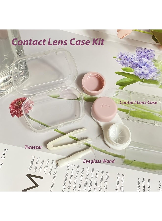 علبة عدسات لاصقة من 6 قطع، علبة عدسات لاصقة محمولة مع ملقط وأداة وضع، مناسبة للسفر، المنزل، المكتب، السكن الجامعي، والاستخدام اليومي، ملونة. - Image 3
