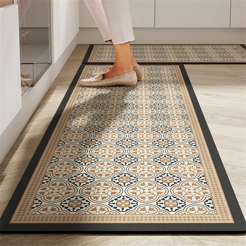 proxin Rubber 2 Pcs Kitchen Rug Sets Non Slip Kitchen Mats For Floor Cushioned Kitchen Rugs & Mats Waterproof Comfort Standing Mat Runner For Kitchen,Home Office (120 * 40 Cm, 40 * 60 Cm) - Image 1