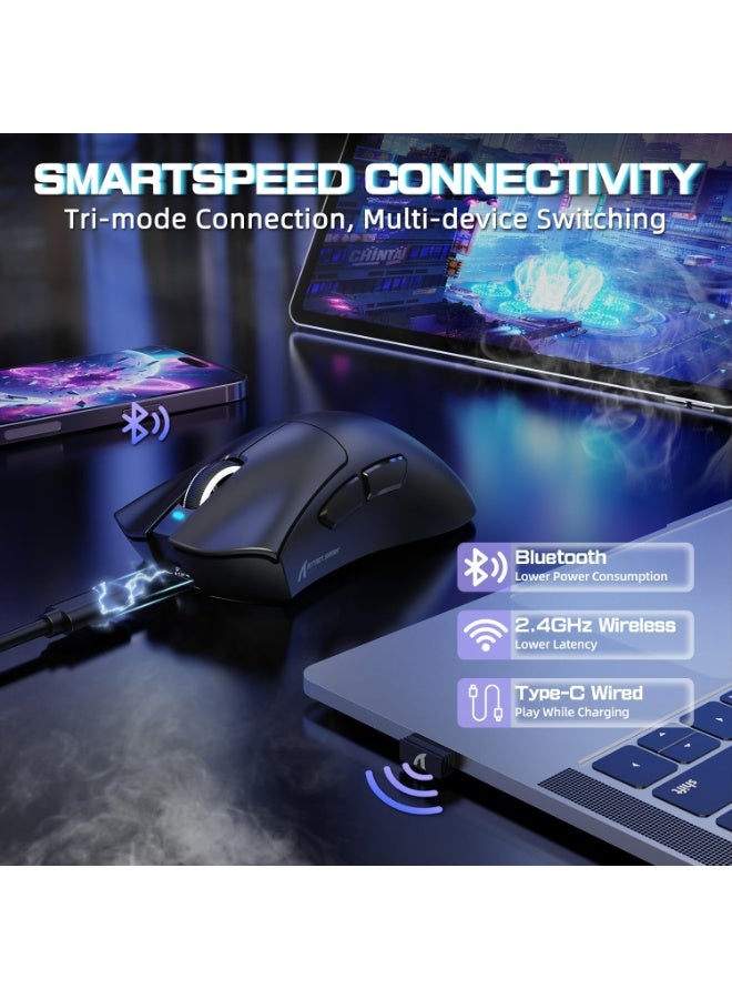 Attack Shark V3 Pro Wireless Gaming Mouse with Magnetic Charging Dock, 25,000 DPI PAW3311 Sensor, 62g Ultra-Lightweight Esports Mouse, Tri-Mode Bluetooth, 2.4GHz & Wired Connectivity, Programmable Gaming Mouse for PC, Mac & Laptop - Image 3