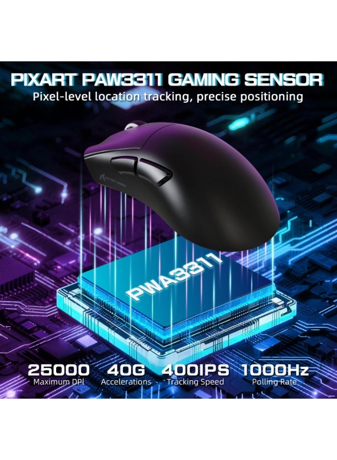 Attack Shark V3 Pro Wireless Gaming Mouse with Magnetic Charging Dock, 25,000 DPI PAW3311 Sensor, 62g Ultra-Lightweight Esports Mouse, Tri-Mode Bluetooth, 2.4GHz & Wired Connectivity, Programmable Gaming Mouse for PC, Mac & Laptop - Image 4