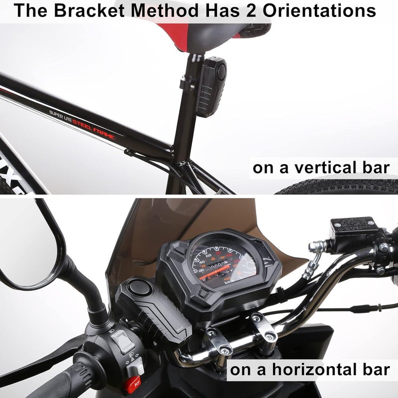 wsdcam Anti-Theft Bike Alarm with Mount, 113dB Burglar Vibration Motorcycle Bicycle Alarm Security System Waterproof Cycle Bike Alarm with Remote - Image 3