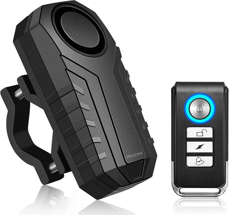 wsdcam Anti-Theft Bike Alarm with Mount, 113dB Burglar Vibration Motorcycle Bicycle Alarm Security System Waterproof Cycle Bike Alarm with Remote - Image 1