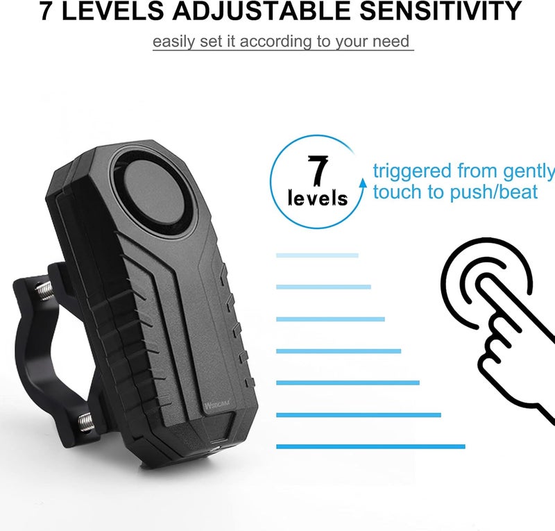 wsdcam Anti-Theft Bike Alarm with Mount, 113dB Burglar Vibration Motorcycle Bicycle Alarm Security System Waterproof Cycle Bike Alarm with Remote - Image 5