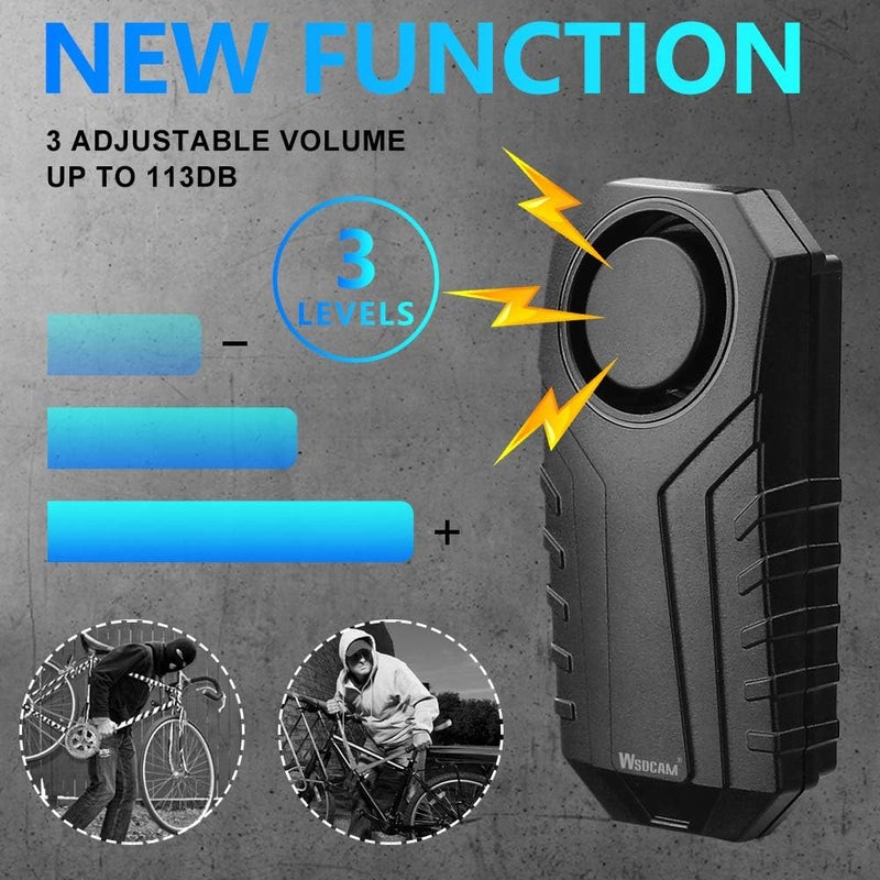wsdcam Anti-Theft Bike Alarm with Mount, 113dB Burglar Vibration Motorcycle Bicycle Alarm Security System Waterproof Cycle Bike Alarm with Remote - Image 4