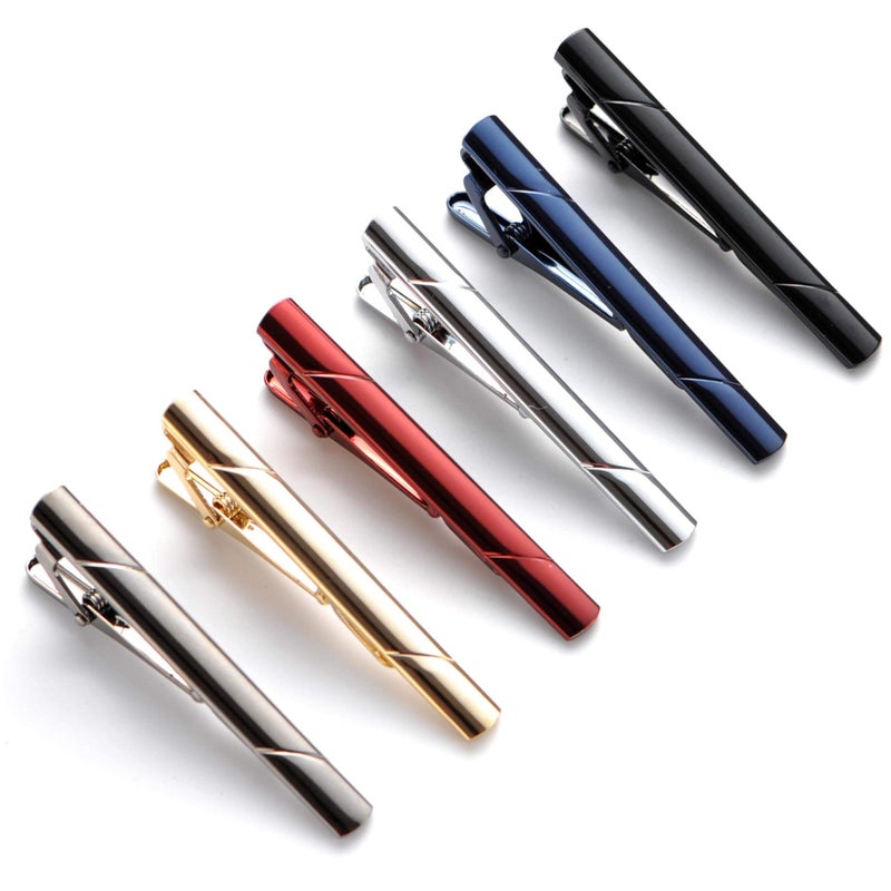QIMOSHI 5 Pcs Tie Clips for men Tie Bar Clip Set for Regular Ties Necktie Wedding Business Tie Pin Clips - Image 1