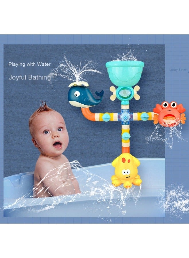 Safe Colorful Waterwheel Bathing Bath Time Fun Splash Toys Baby Bath Toys Fun Simple Skin Friendly Physics Educational Bathtub Water Toy for Boys Girls Toddlers - Image 2