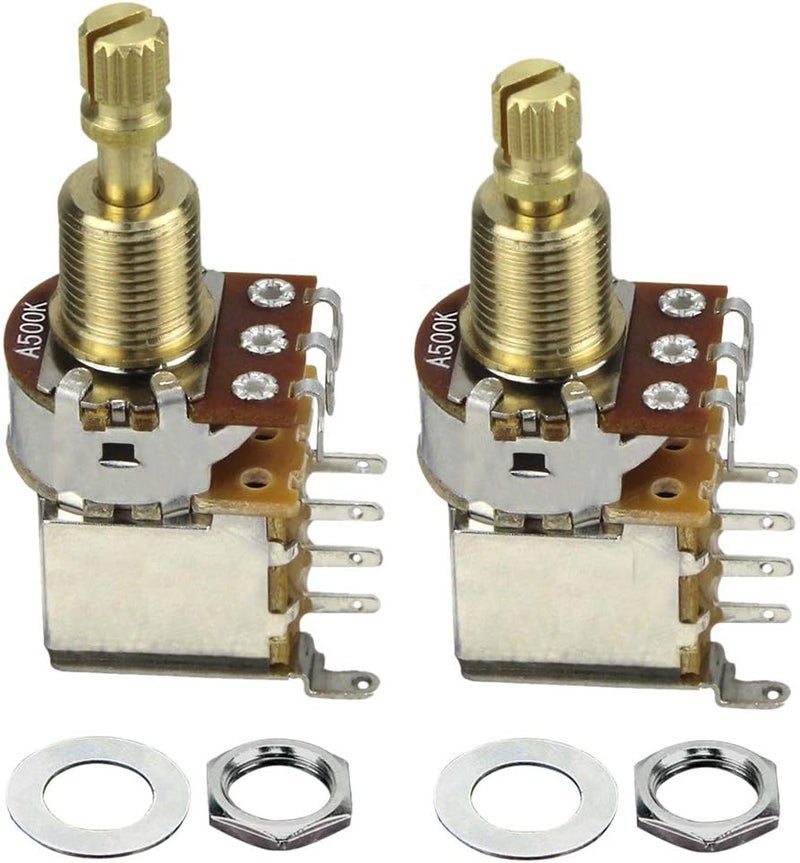 FLEOR 2pcs A500K Push Push Guitar Pots Audio Taper Potentiometers Long Copper Split Shaft - Image 1