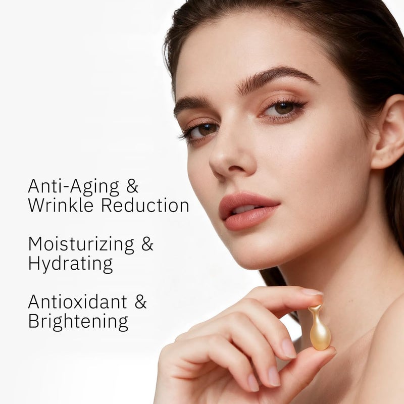 HKH Vitamin C Serum Capsules For Face: 48 Caps Anti-Aging Wrinkles With Vit C & Vitamin E Serum For Women Over 30+ - Reducing Fine Lines - Smoothing & Firming Skin - Travel Portable - Image 2