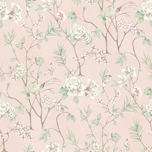 NuWallpaper Chinoiserie Garden Pink Peel and Stick Wallpaper NUS6365 - Image 1