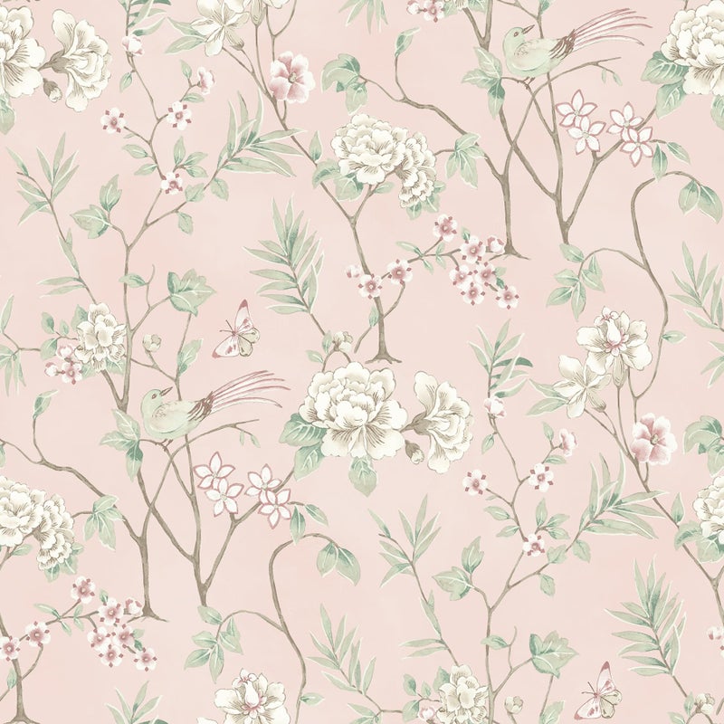 NuWallpaper Chinoiserie Garden Pink Peel and Stick Wallpaper NUS6365 - Image 2
