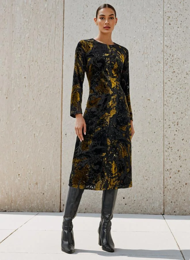 Iconic Iconic Burnout Detail Midi Dress
