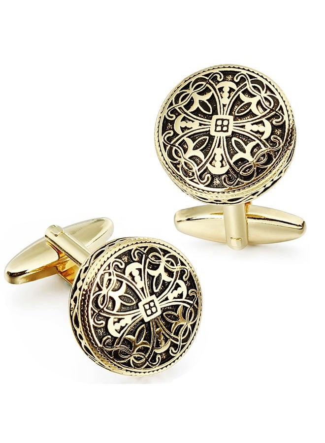 HAWSON Cufflinks and Studs for Men - Vintage Carbon Fiber Enamel Cufflinks and Pins Set Tuxedo Shirt for Regular Wedding Business Accessories, Metal, No Gemstones - Image 1