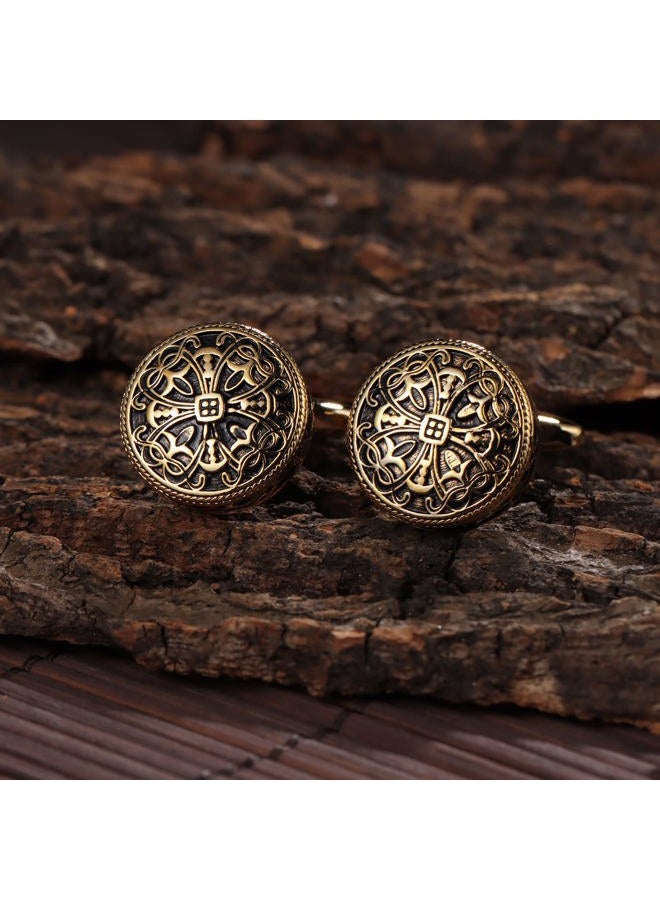 HAWSON Cufflinks and Studs for Men - Vintage Carbon Fiber Enamel Cufflinks and Pins Set Tuxedo Shirt for Regular Wedding Business Accessories, Metal, No Gemstones - Image 4
