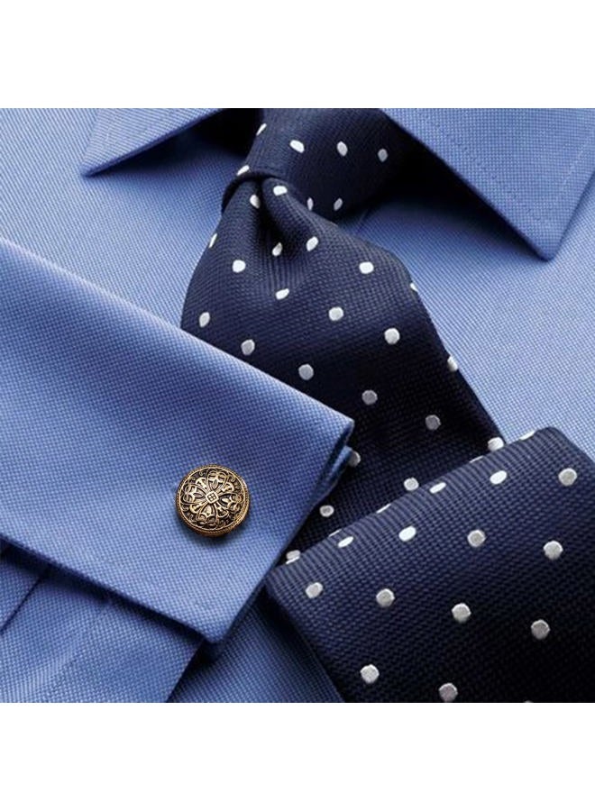 HAWSON Cufflinks and Studs for Men - Vintage Carbon Fiber Enamel Cufflinks and Pins Set Tuxedo Shirt for Regular Wedding Business Accessories, Metal, No Gemstones - Image 3