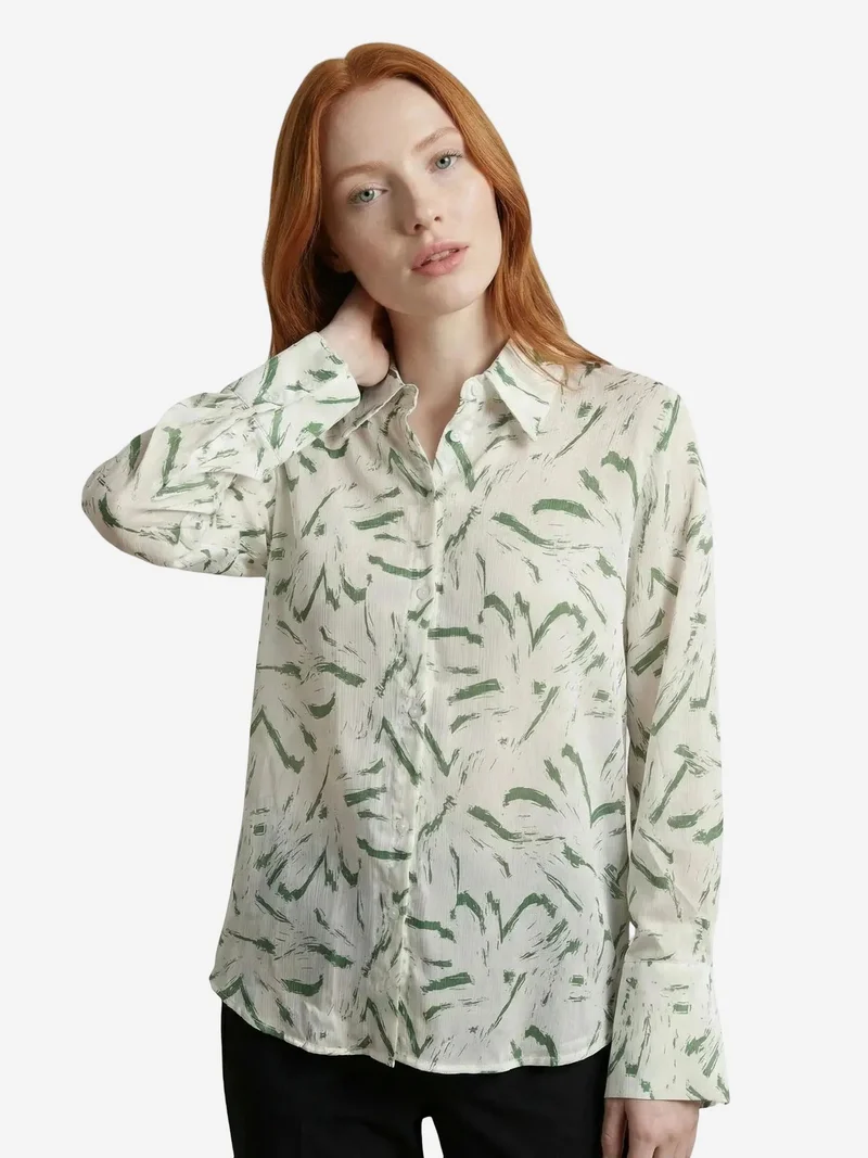 My Fashion Green MY FASHION Abstract Print Button-Up Shirt for Women | Best Price UAE