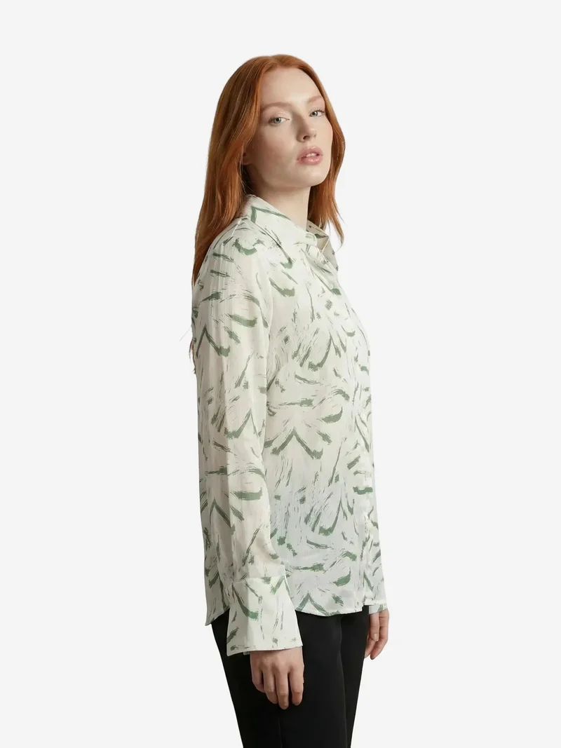 My Fashion Green MY FASHION Abstract Print Button-Up Shirt for Women | Best Price UAE