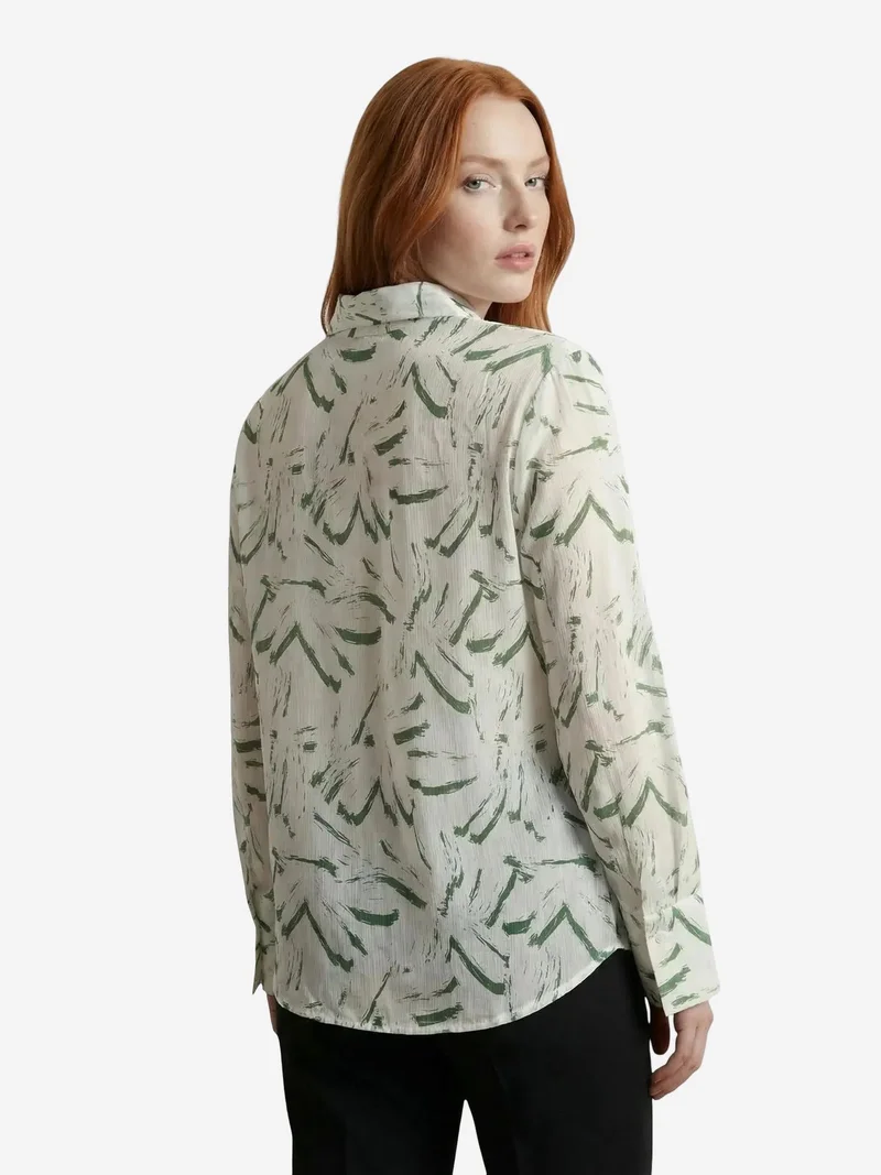 My Fashion Green MY FASHION Abstract Print Button-Up Shirt for Women | Best Price UAE