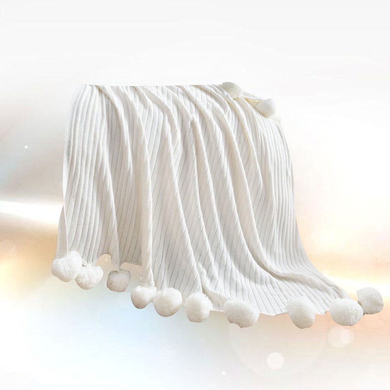 1PC Cotton Blanket Hair Blanket Sleeping Blanket Breathable Knitted Bedding (90x110cm White) - Image 5