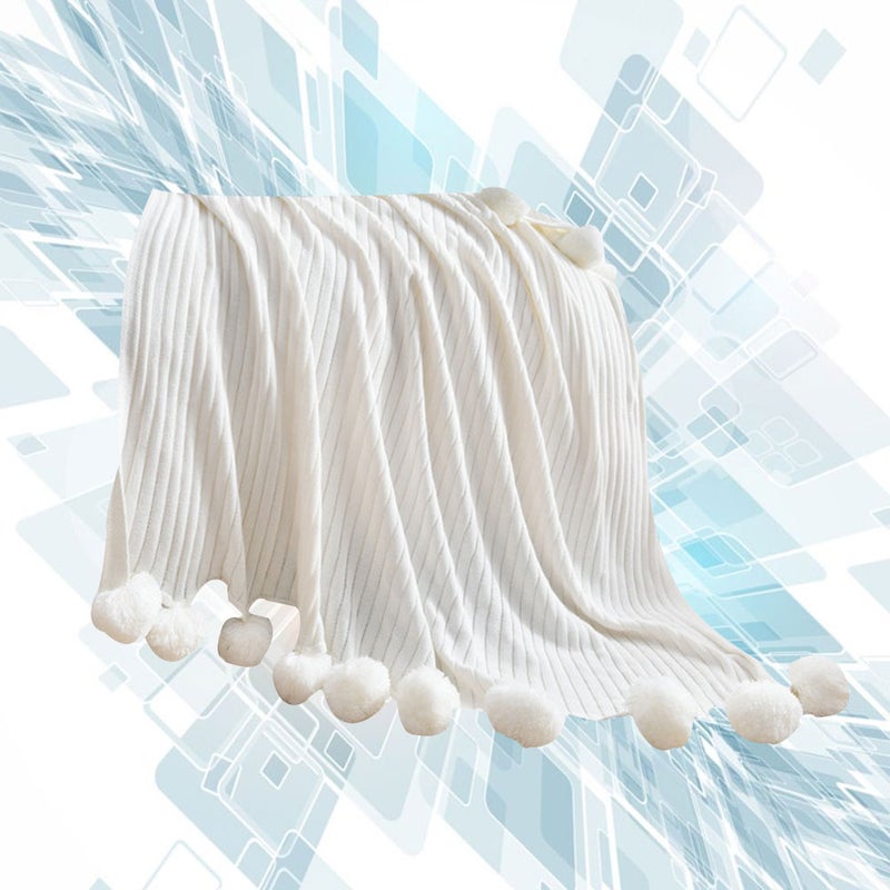 1PC Cotton Blanket Hair Blanket Sleeping Blanket Breathable Knitted Bedding (90x110cm White) - Image 1