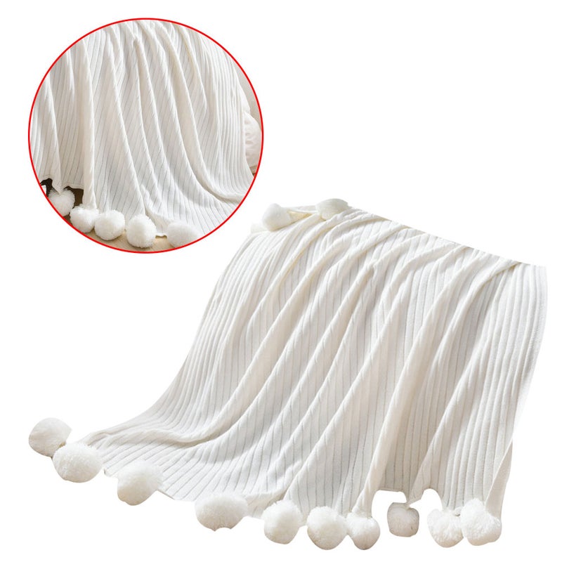 1PC Cotton Blanket Hair Blanket Sleeping Blanket Breathable Knitted Bedding (90x110cm White) - Image 2