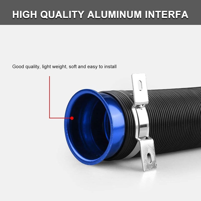 AUTO MT أنبوب مدخل التوربينات أنبوب سحب الهواء 76 مم 3 بوصة خرطوم مرن قابل للتعديل مدخل هواء بارد للسيارة أنبوب سحب توربو عالمي (أنبوب سحب هواء مرن أزرق) - Image 4