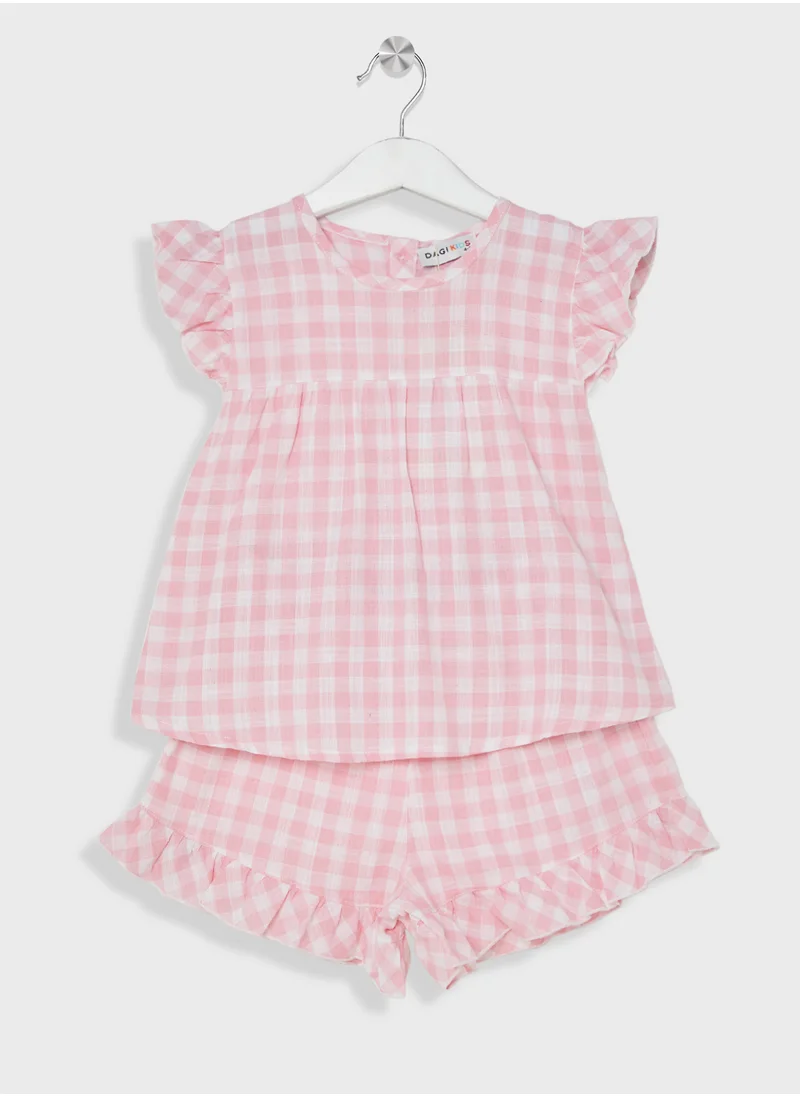 dagi Kids Checked Shorts Set
