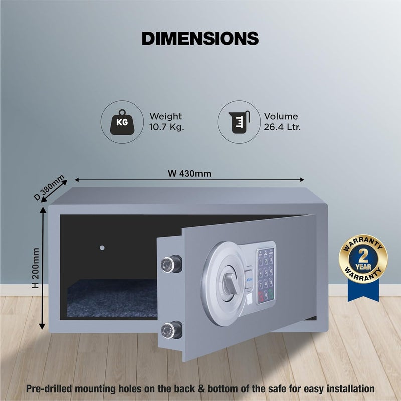 Ozone Ozone 264 Litres Digital Safe Locker for Home Office Digital Lock 1Way Unlocking Password Size 200H x 430W x 380D mm Weight 107kg 2Year Warranty  - Image 5