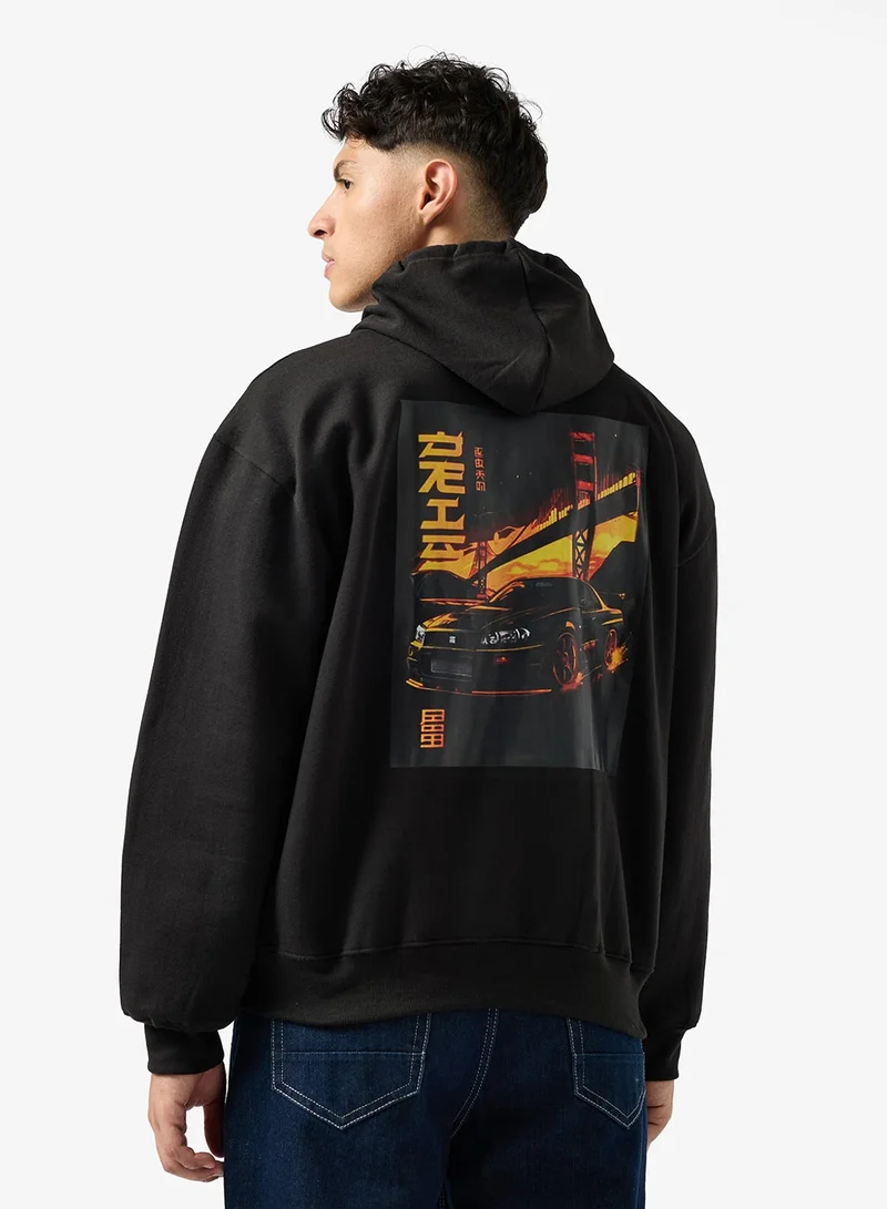 سفنتي فايف هودي واسع بطبعة جرافيك