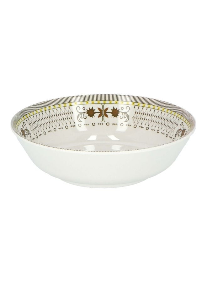 DELCASA Serving Bowl White/Brown 6inch - Image 2