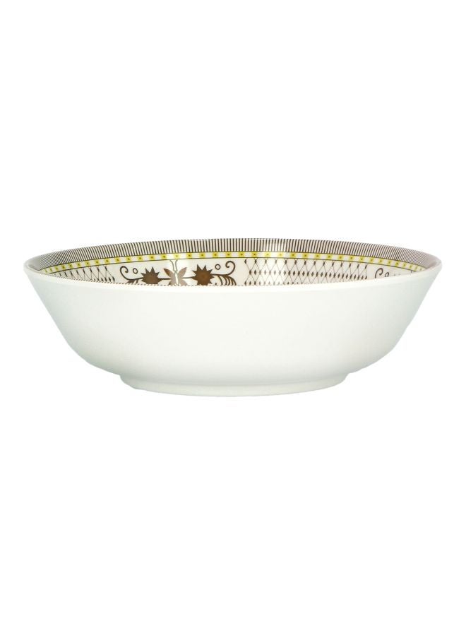 DELCASA Serving Bowl White/Brown 6inch - Image 1