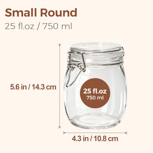 ComSaf 6Pack 25oz Round Glass Mason Jars with Lids Airtight Canning Jars for Preserving Pickling MultiPurpose Storage Containers for Kitchen Bathroom Laundry Ideal Housewarming Gift Set - Image 3